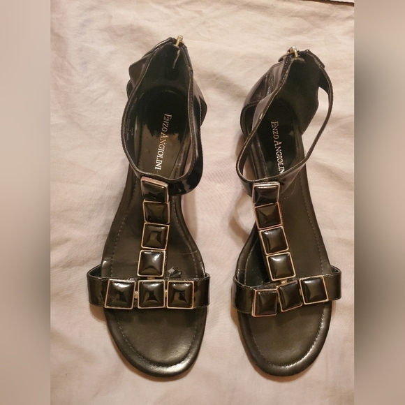 ENZO Angiolini Black Sandals Size 6 1/2 - Picture 1 of 8